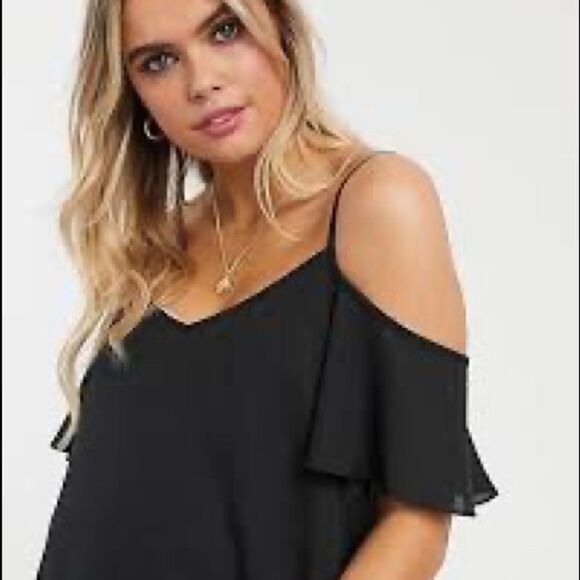 ✨ASOS DESIGN Maternity cold shoulder cami in black, NWT - Picture 2 of 12